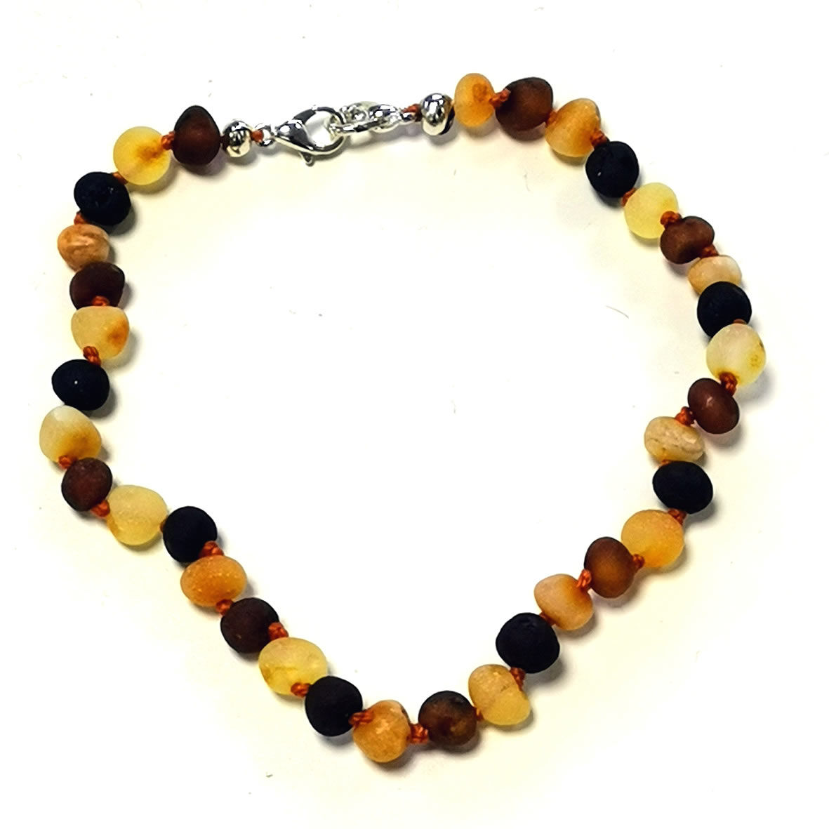 Adult Adjustable Unpolished Multi Amber Bracelet